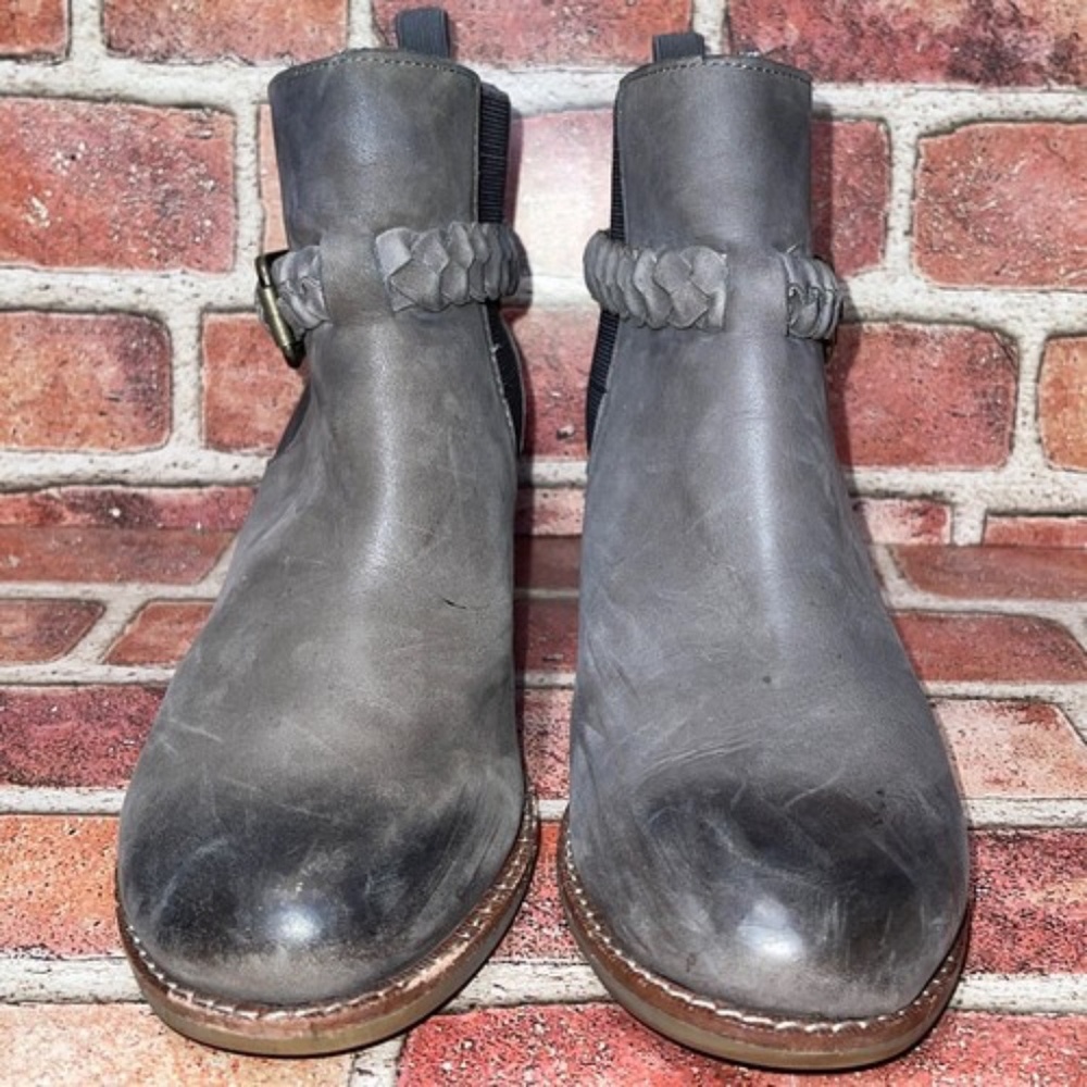 Pre-Owned Sperry Top Sider Liberty Gray Leather Ankle Booties STS90819 Size 7.5M